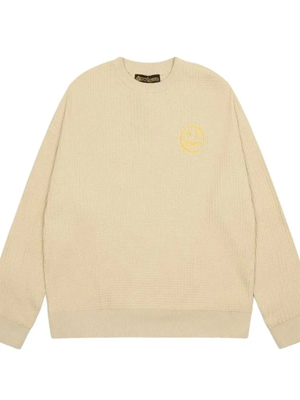 Drew Wavy Striped Knit Sweater Apricot