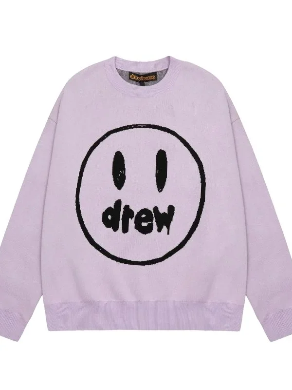 Drew Wavy Striped Knit Sweater Light Purple