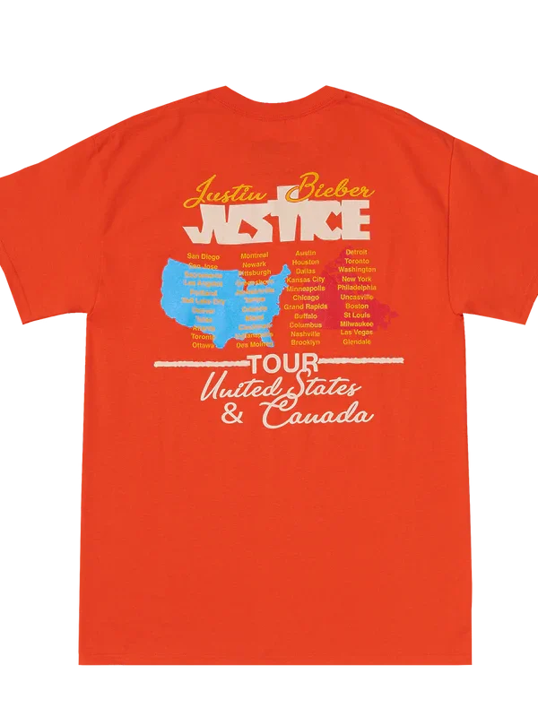 Justin Bieber Justice Tour Orange T-Shirt